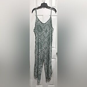Green Paisley Print Jumpsuit